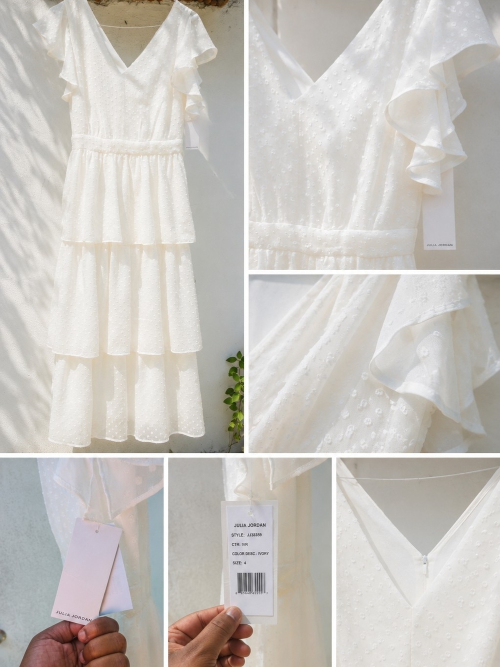 julia jordan Ivory Tiered Maxi Dress with Ruffle Sleeves
